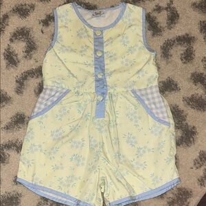 Busy Bees Smocks Yellow & Light Blue Floral Girls' Romper